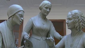 Sculptor finishing Central Park women's monument