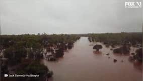 Drone video shows flooding in Western Australia
