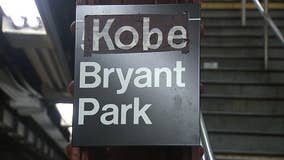 Bryant Park subway sign changed to read Kobe Bryant Park