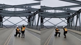 Uplifting Proposal: Engineering couple gets engaged atop bridge's raised deck