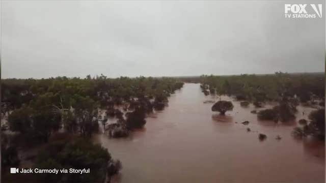 Drone video shows flooding in Western Australia