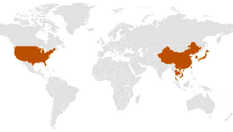 A map showing the locaton of outbreaks connected to the coronavirus (2019-nCoV).