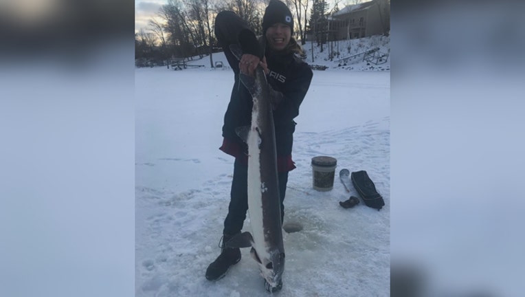 A Minnesota teen caught a massive sturgeon over the weekend in Pine County.