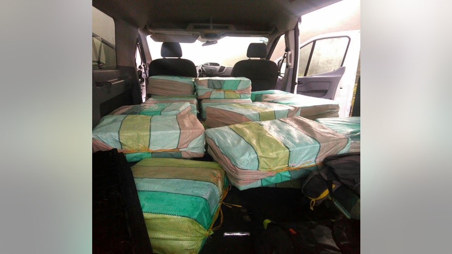 Packages of drugs in the back of a vehicle