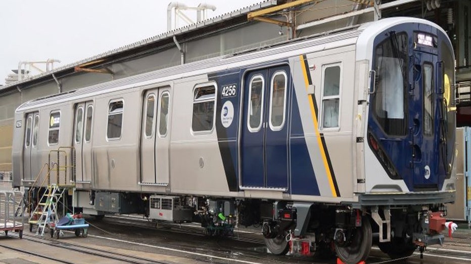 An exterior look at the R211 subway car