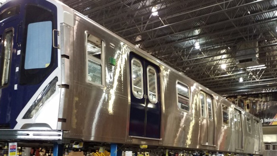 An exterior look at the R211 subway car