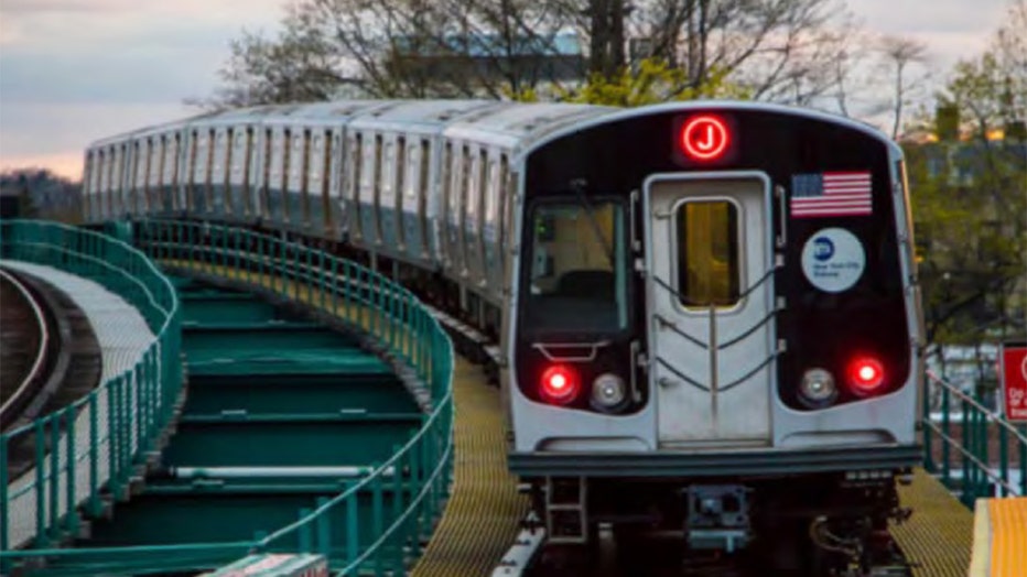 R179 subway cars operating on the J line.