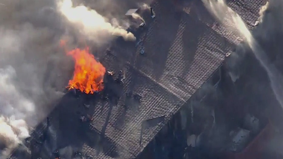 Aerial view of residential fire