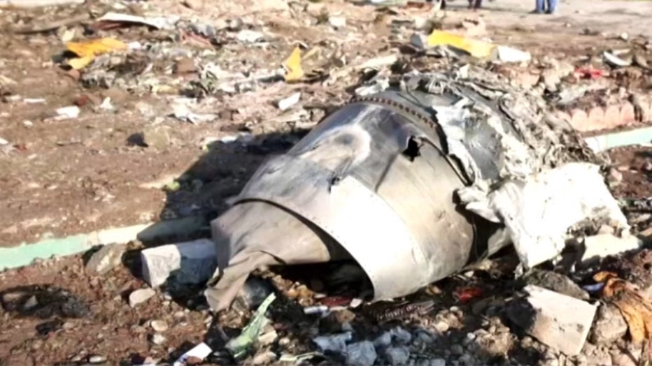 Debris from a destroyed jetliner