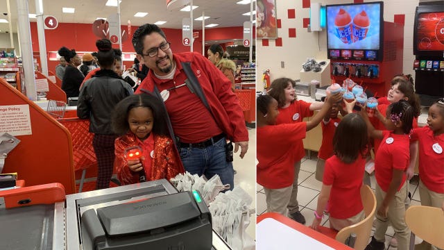 Atlanta girl, 8, hosts Target-themed birthday party at local store, complete with uniforms