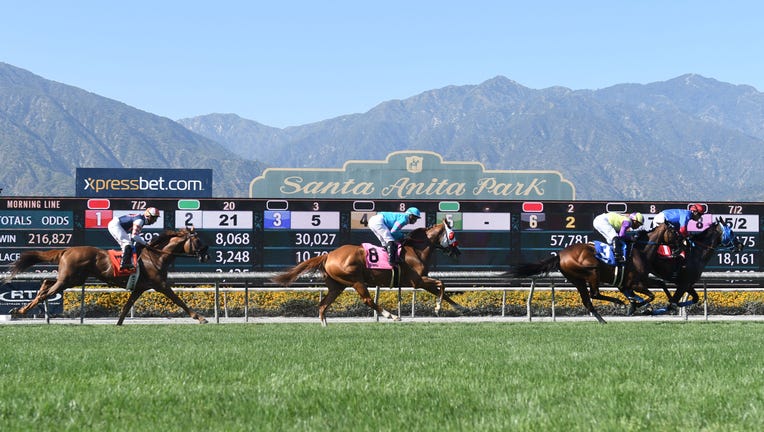 ARCADIA, CA - JUNE 23: Horses on the turf track for the San Juan Capistrano Stakes on the last day of the Winter-Spring Meet on June 23, 2019, at Santa Anita Park in Arcadia, CA.(Photo by Cynthia Lum/Icon Sportswire via Getty Images)