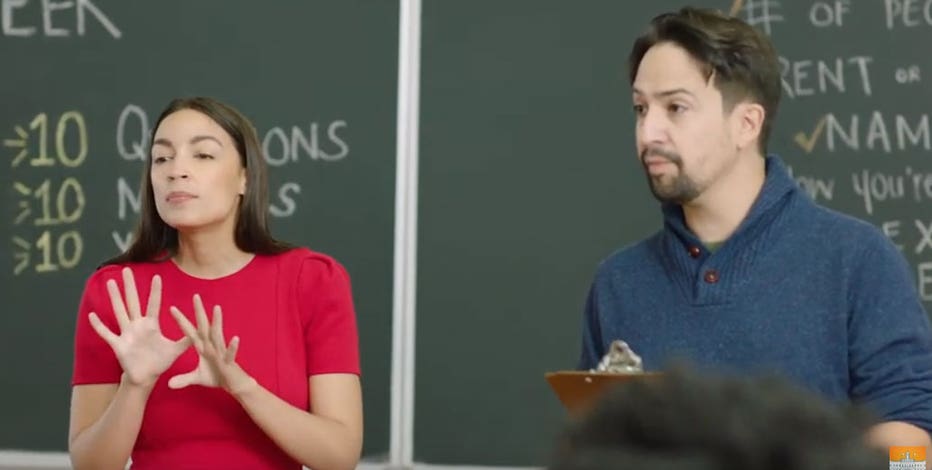 Ocasio-Cortez, Lin-Manuel Miranda promote NYC census