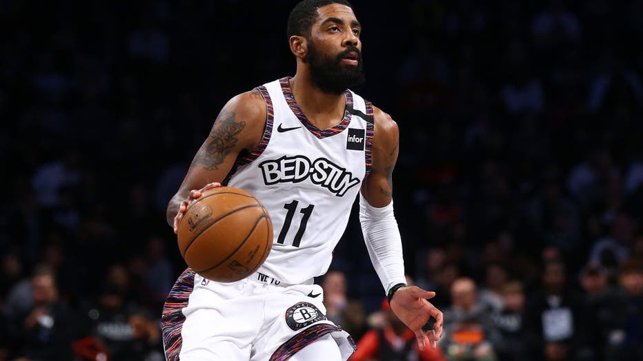 Kyrie Irving #11 of the Brooklyn Nets in action against the Chicago Bulls at Barclays Center on January 31, 2020 in New York City. (Photo by Mike Stobe/Getty Images)