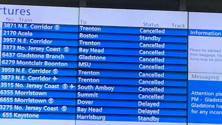 NJ Transit departure board