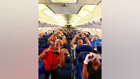 Photo of health care workers flying to help NYC gets love