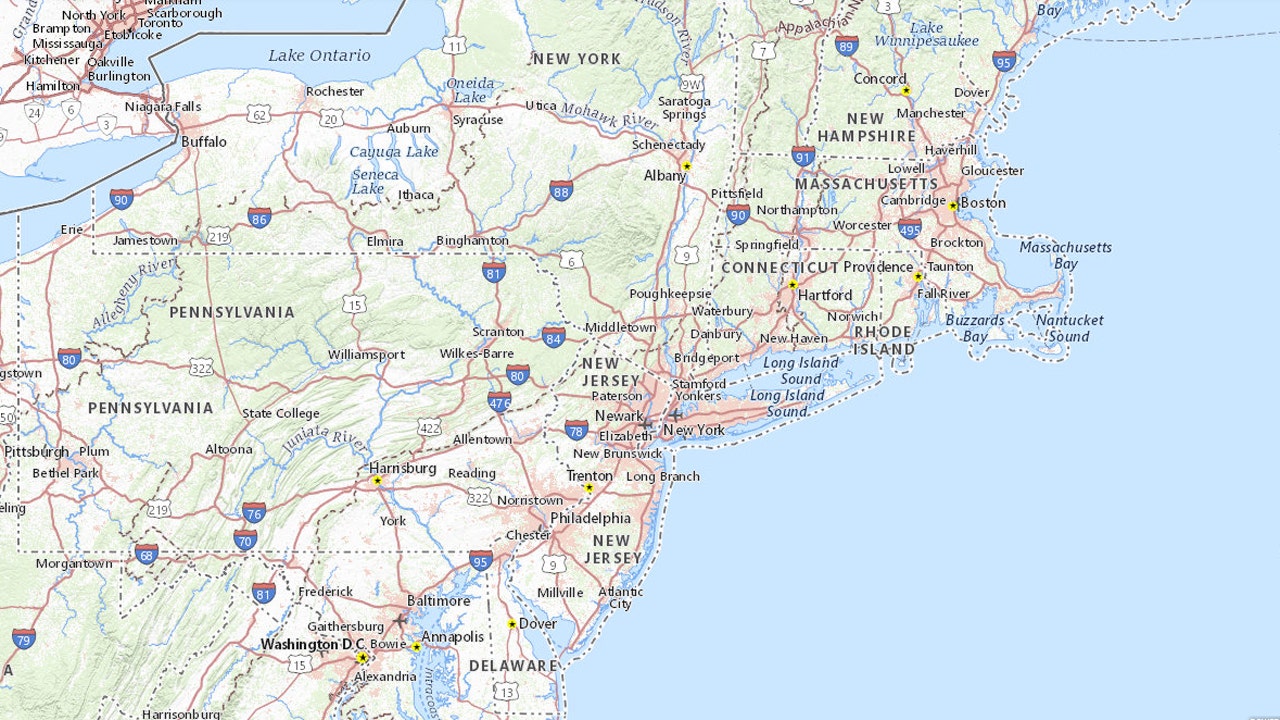 Eastern States To Coordinate Regional Reopening FOX 5 New York Regional Map 1 Usgs
