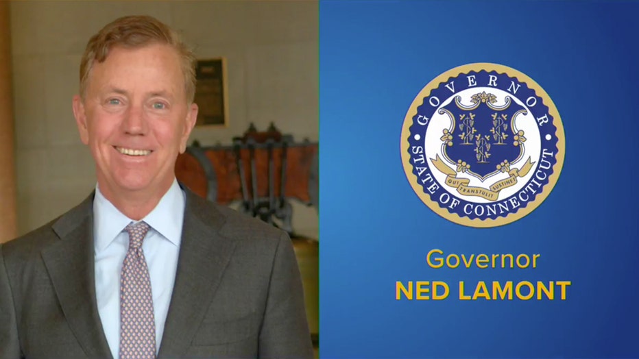 Gov. Ned Lamont headshot and Connecticut state seal