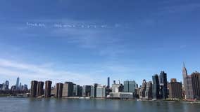 Fleet of World War II planes skywrite message of hope over NYC