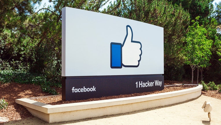 A sign outside Facebook headquarters