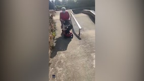 ‘Weee!’: Grandma rides mobility scooter in skate park to celebrate after months in quarantine