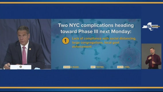 Cuomo may slow down Phase 3 reopening in New York City due to 'complications'