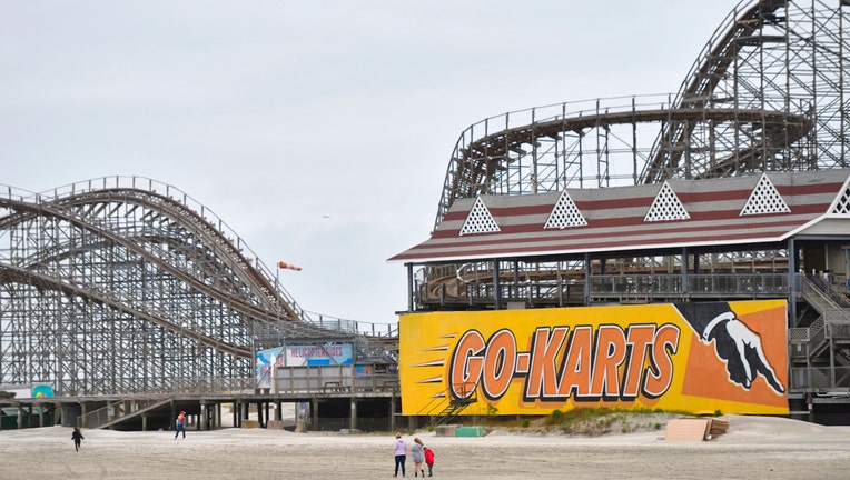 Beach and roller coaster