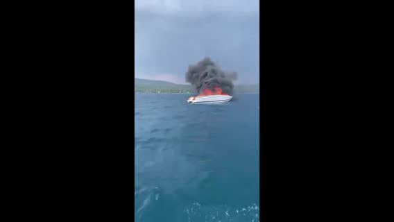 Good Samaritan helps rescue man off burning boat in Lake Taho