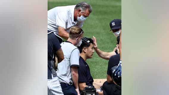 Yanks pitcher Tanaka alert after hit in head by Stanton blow