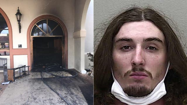 Man crashes into church, sets it on fire with parishioners inside, sheriff says