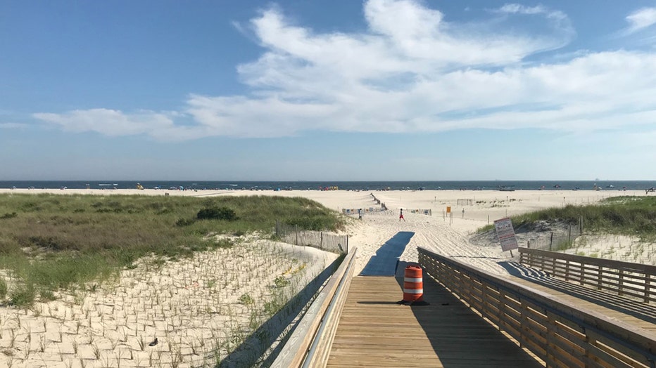 A sandy beach and the Atlantic Ocean