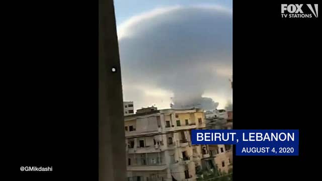 Video shows massive explosion and mushroom cloud over Beirut