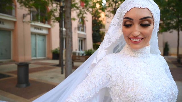Video captures moment of massive Beirut explosion as bride poses for photographs