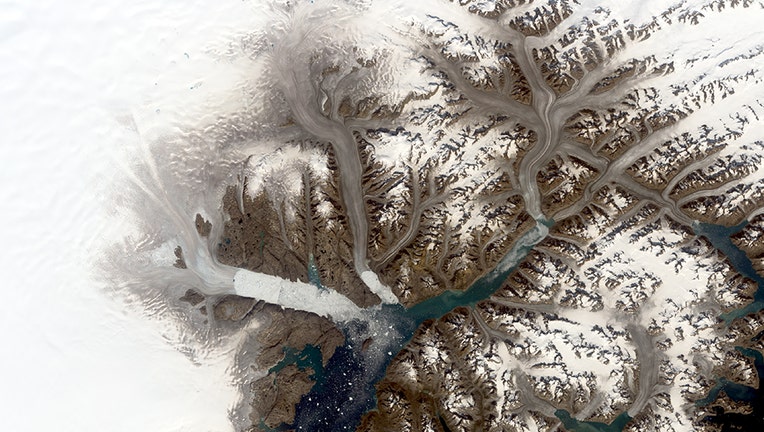 Satellite image of glaciers in Greenland