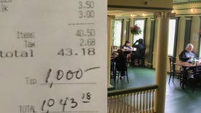 Customer leaves $1,000 tip at New Jersey restaurant