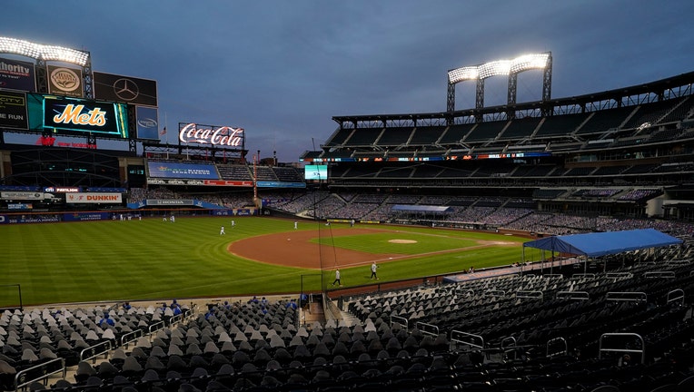 A look at the field inside Citi Field at night