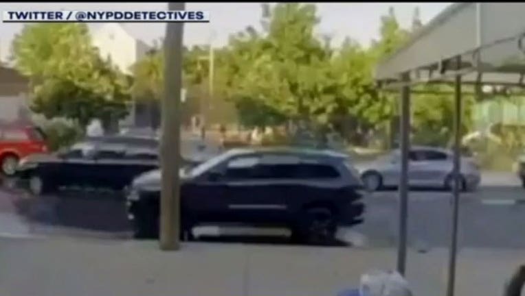 A screen shot from a video released by NYPD detectives shows a July drive-by shooting at a Brooklyn playground in