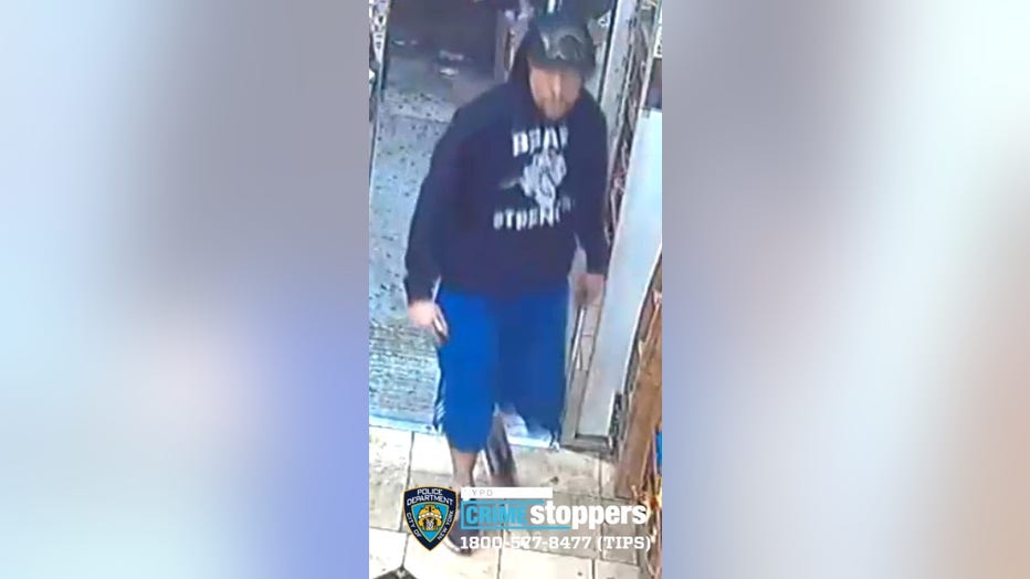 The NYPD wants to find the man seen on security camera footage stabbing another man outside a deli in Hell's Kitchen.