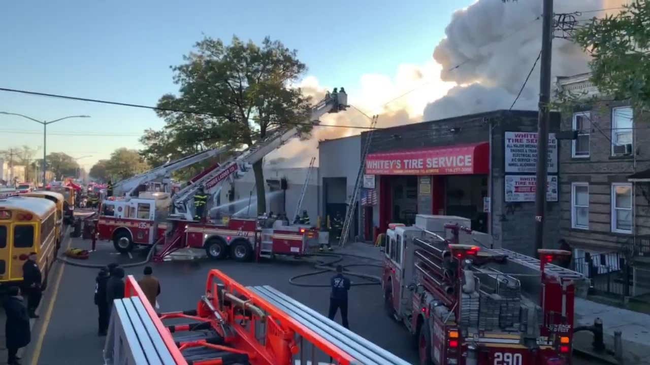 Massive auto shop fire in Brooklyn leaves 3 firefighters injured - FOX 5 NY