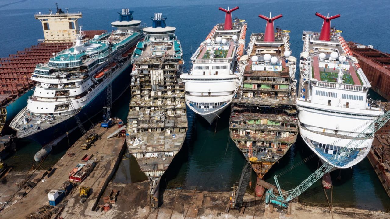 Cruise ships being dismantled and scrapped for parts