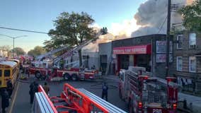 Massive auto shop fire in Brooklyn leaves 3 firefighters injured