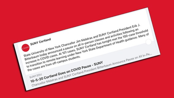 SUNY Cortland classes moving online as coronavirus cases rise
