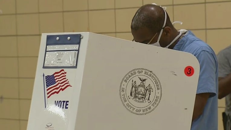 A voter at a poll site