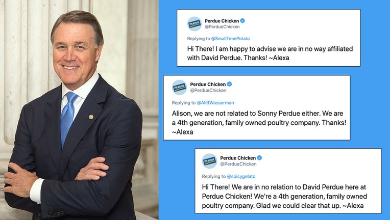 David Perdue in a suit screenshots of tweets