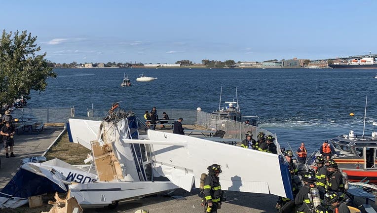 A small airplane crashed into a pier in Queens