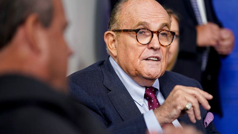 New York Mayor Rudy Giuliani speaks during a news conference.