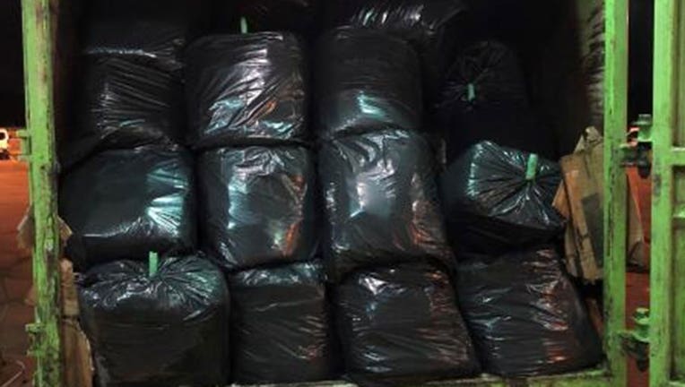 Authorities found bags of marijuana in a trash truck. (Customs and Border Protection)