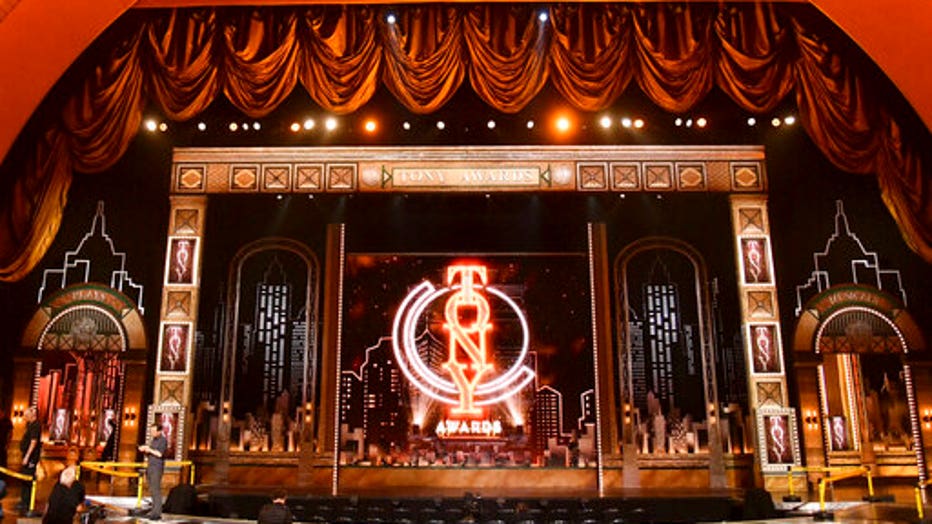 File photo shows the stage prior to the start of the 73rd annual Tony Awards at Radio City Music Hall in New York.