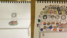 Woman invites those ‘feeling lonely’ to virtual Thanksgiving dinner by drawing them at her table