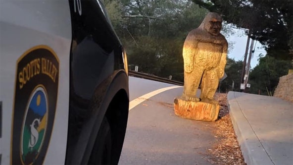 Stolen Bigfoot statue found along California road