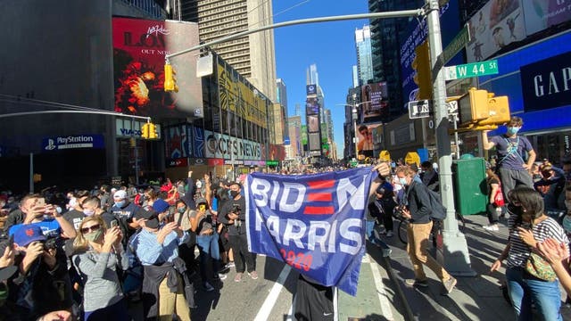 New Yorkers take to streets to celebrate Biden victory